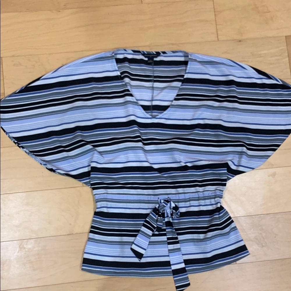 Banana Republic Blue ,White , Black  Stripe Blouse. Size S